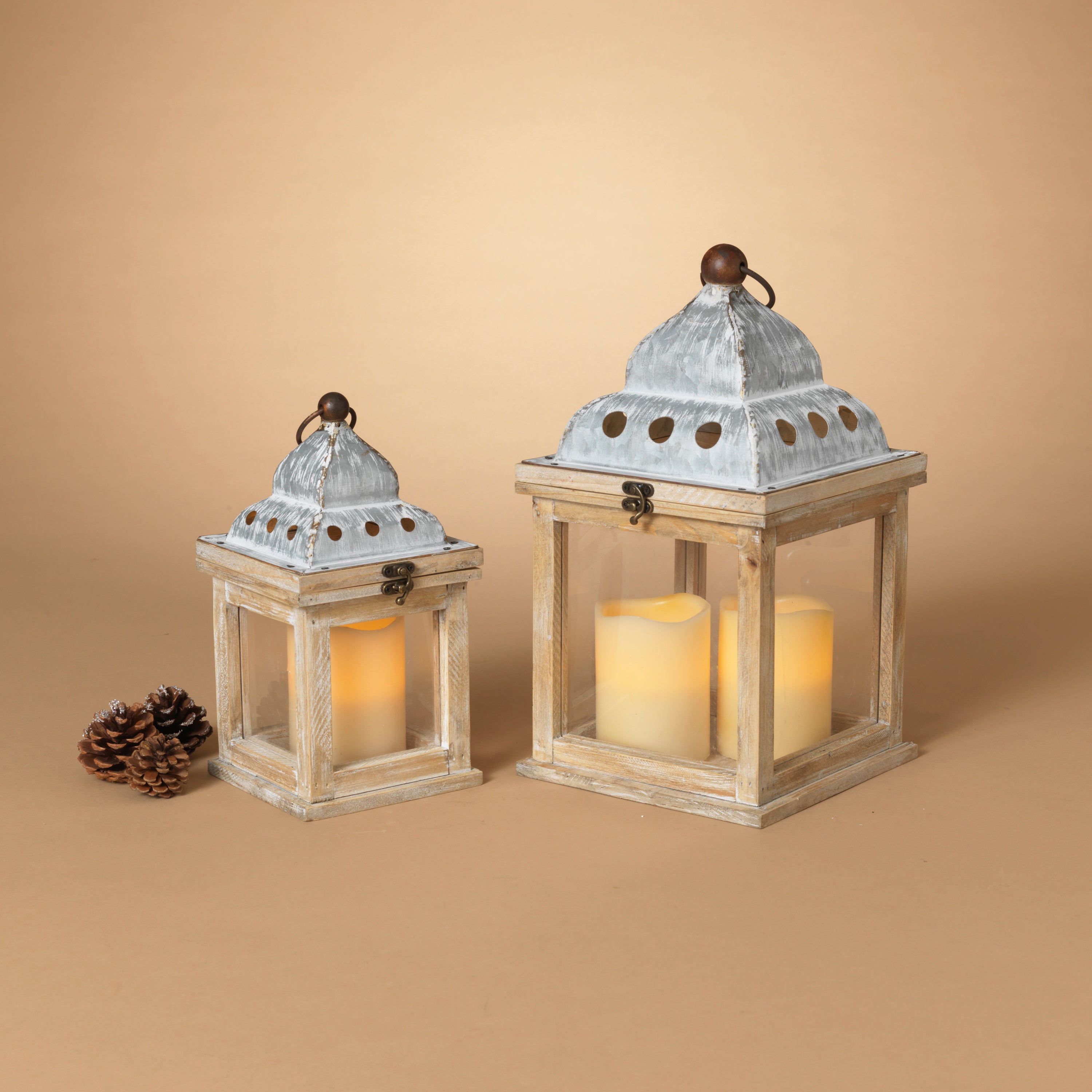 Spirited Nesting Wood and Metal Holiday Lanterns